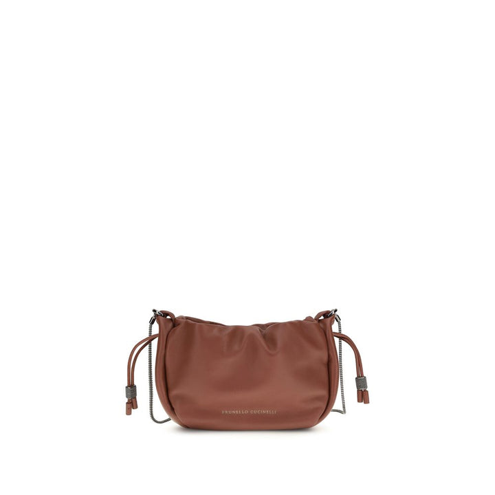 Sac porté épaule Brunello Cucinelli en veau marron Bos Taurus