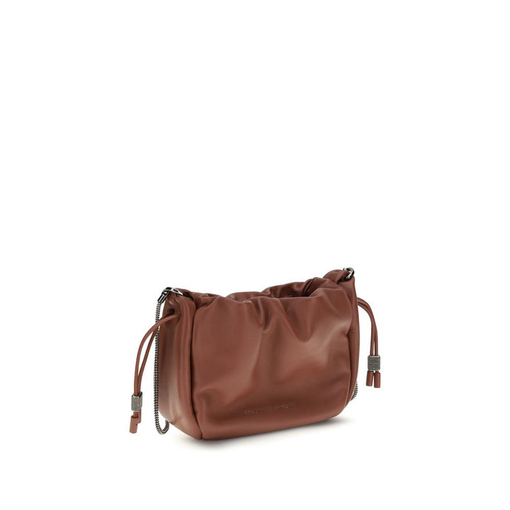 Sac porté épaule Brunello Cucinelli en veau marron Bos Taurus