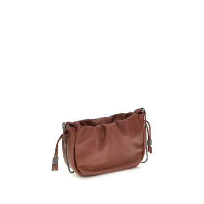 Bolso al hombro Brunello Cucinelli de piel de becerro marrón Bos Taurus