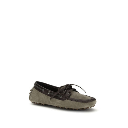 Mocasines sin cordones de piel de becerro gris Bos Taurus de Brunello Cucinelli