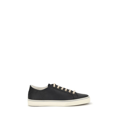 Brunello Cucinelli Black Calf Leather Bos Taurus Low Top Sneakers