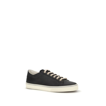 Brunello Cucinelli Black Calf Leather Bos Taurus Low Top Sneakers