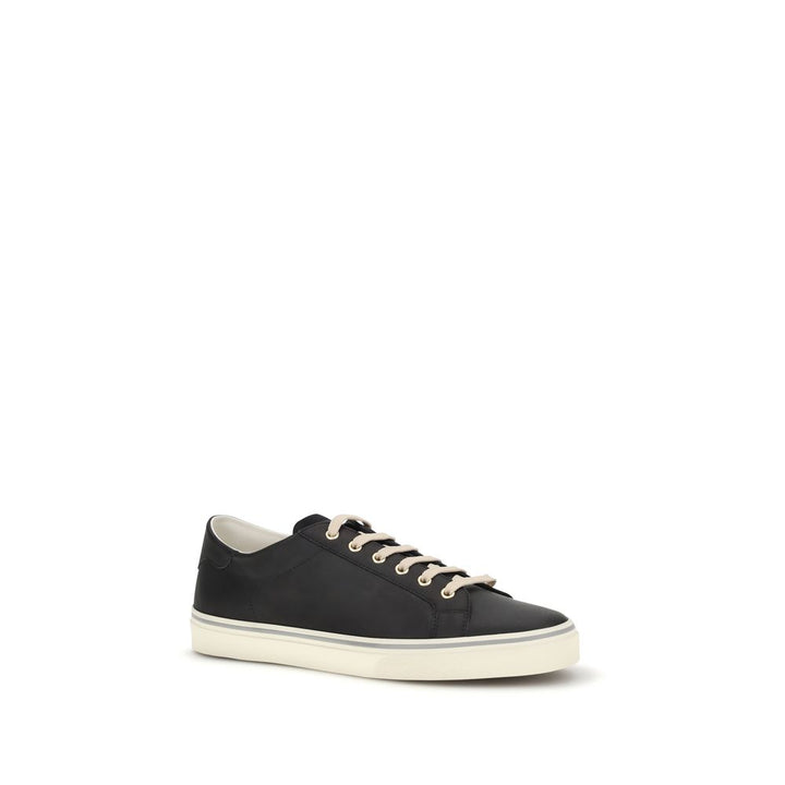Brunello Cucinelli Black Calf Leather Bos Taurus Low Top Sneakers