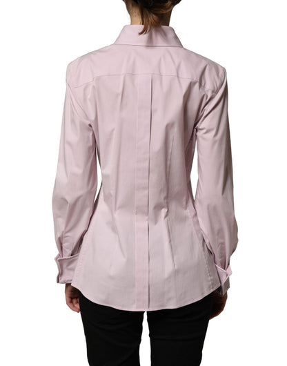 Chemisier/Haut Dolce & Gabbana en coton rose à manches longues et col.
