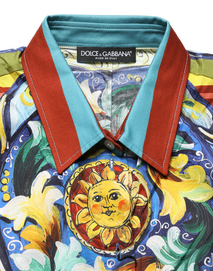 Dolce & Gabbana Multicolor Majolica Print Cotton Blouse Top