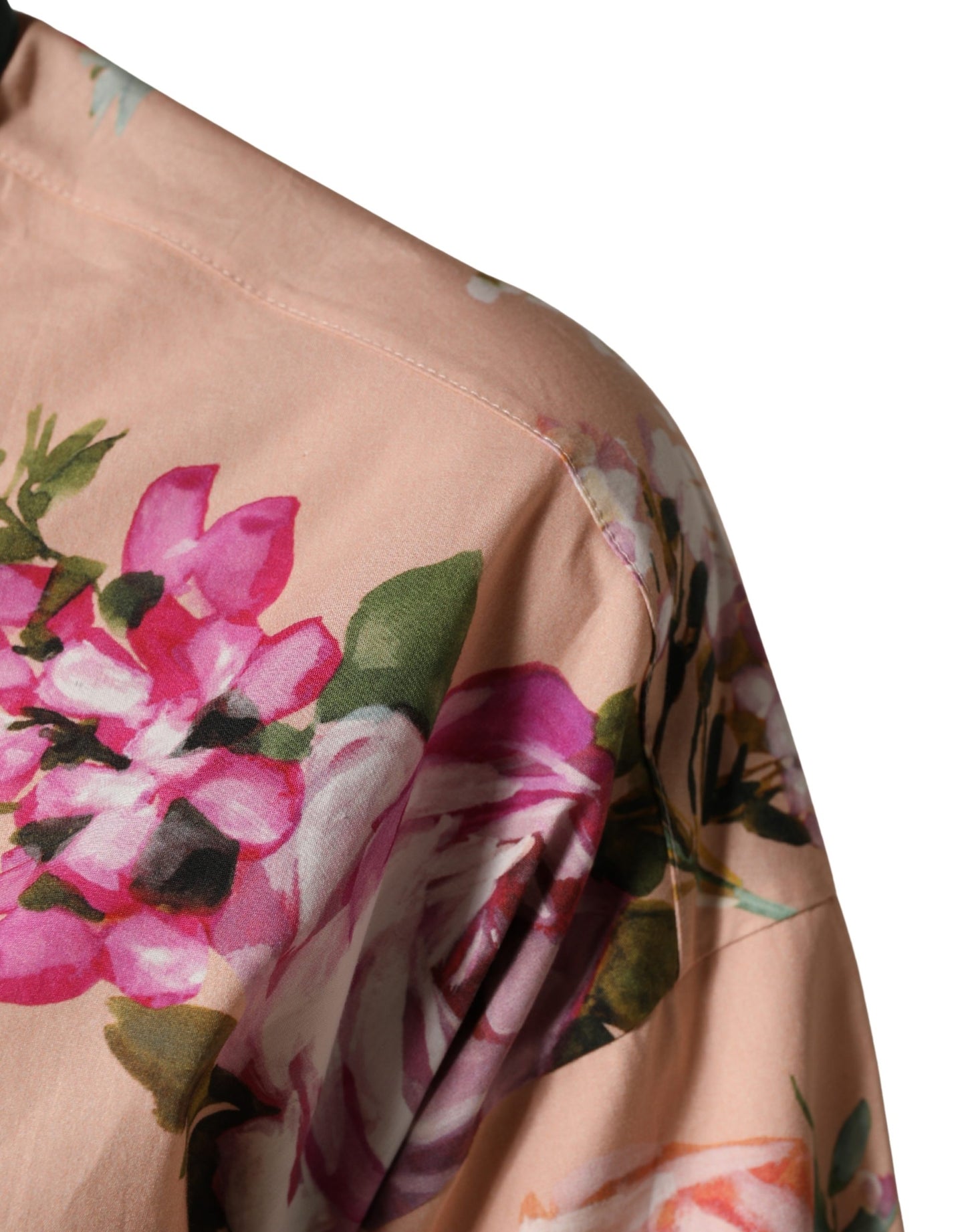 Dolce & Gabbana Pink Floral Cotton Button Front Shirt Top