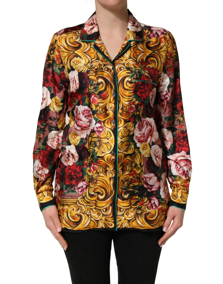 Dolce & Gabbana Multicolor Floral Long Sleeves Button Down Shirt Top