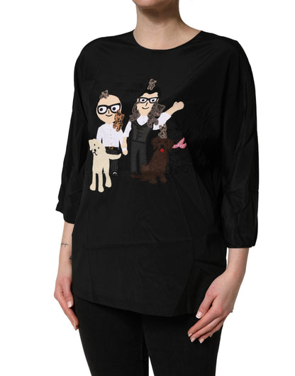 Dolce & Gabbana Black #dgfamily Silk Blouse Top