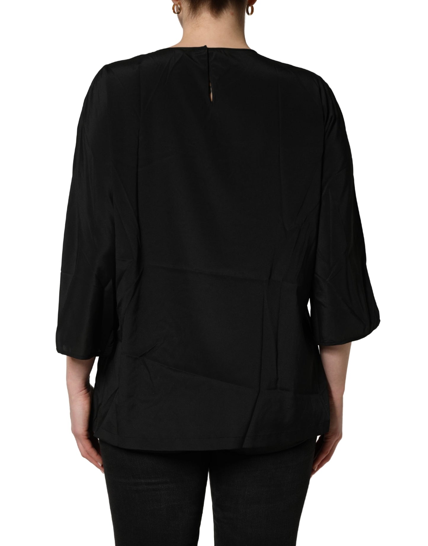 Dolce & Gabbana Black #dgfamily Silk Blouse Top