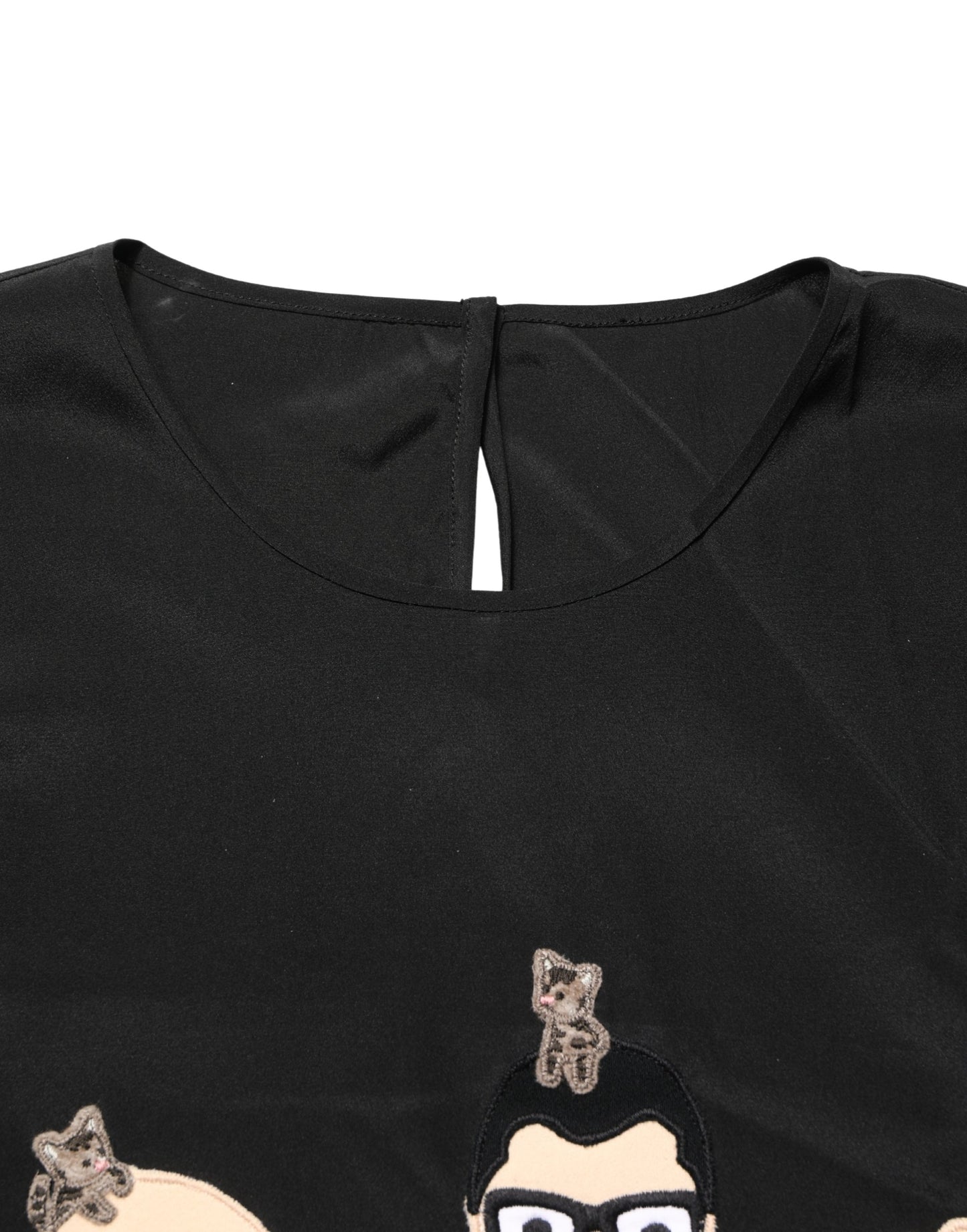 Dolce & Gabbana Black #dgfamily Silk Blouse Top