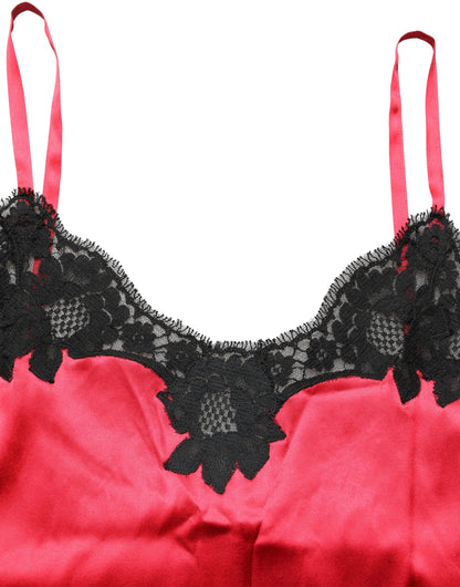 Débardeur sans manches en soie rouge avec dentelle Dolce & Gabbana