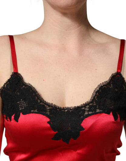 Débardeur sans manches en soie rouge avec dentelle Dolce & Gabbana