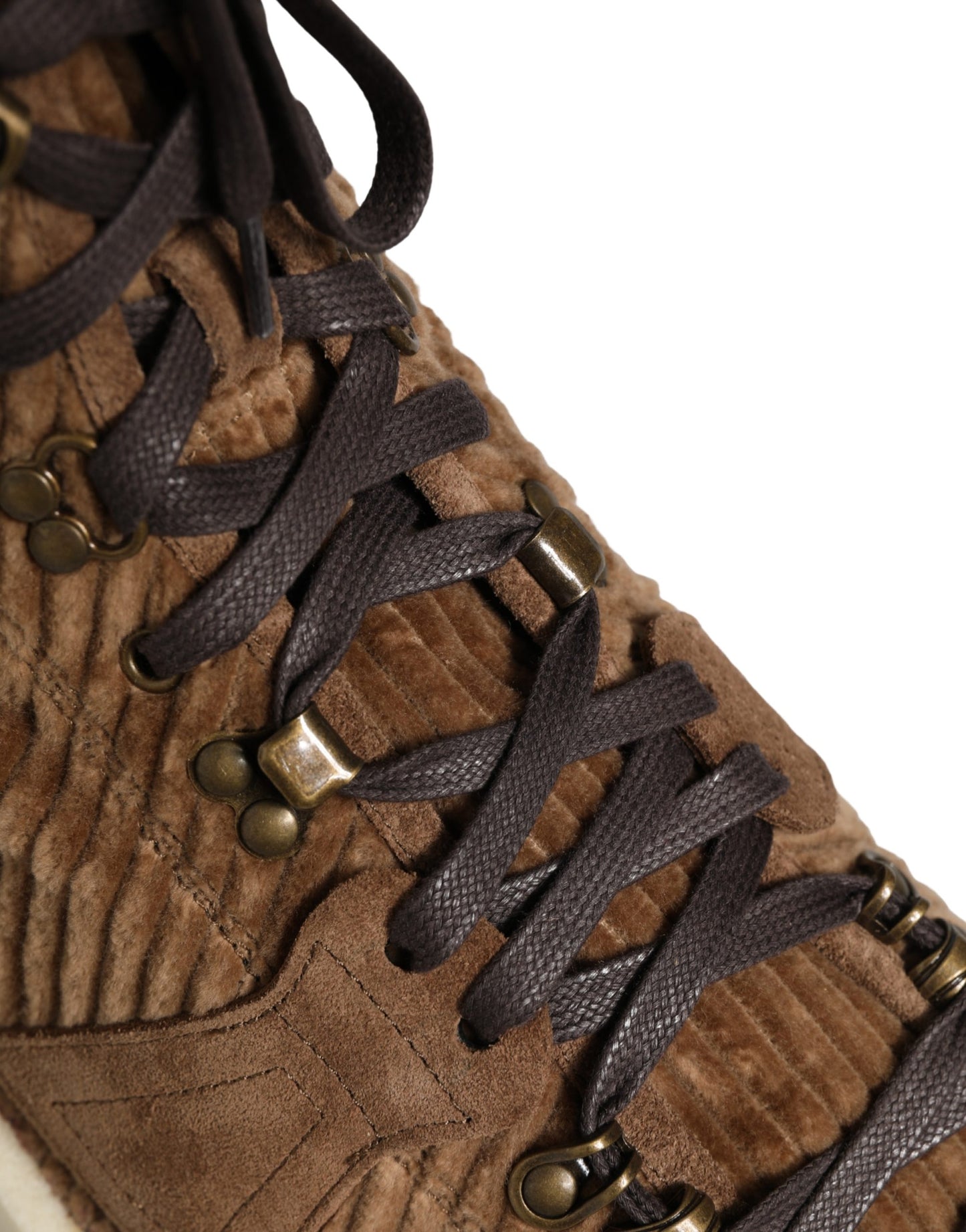 Dolce & Gabbana Brown Corduroy High Top Oxford Boots