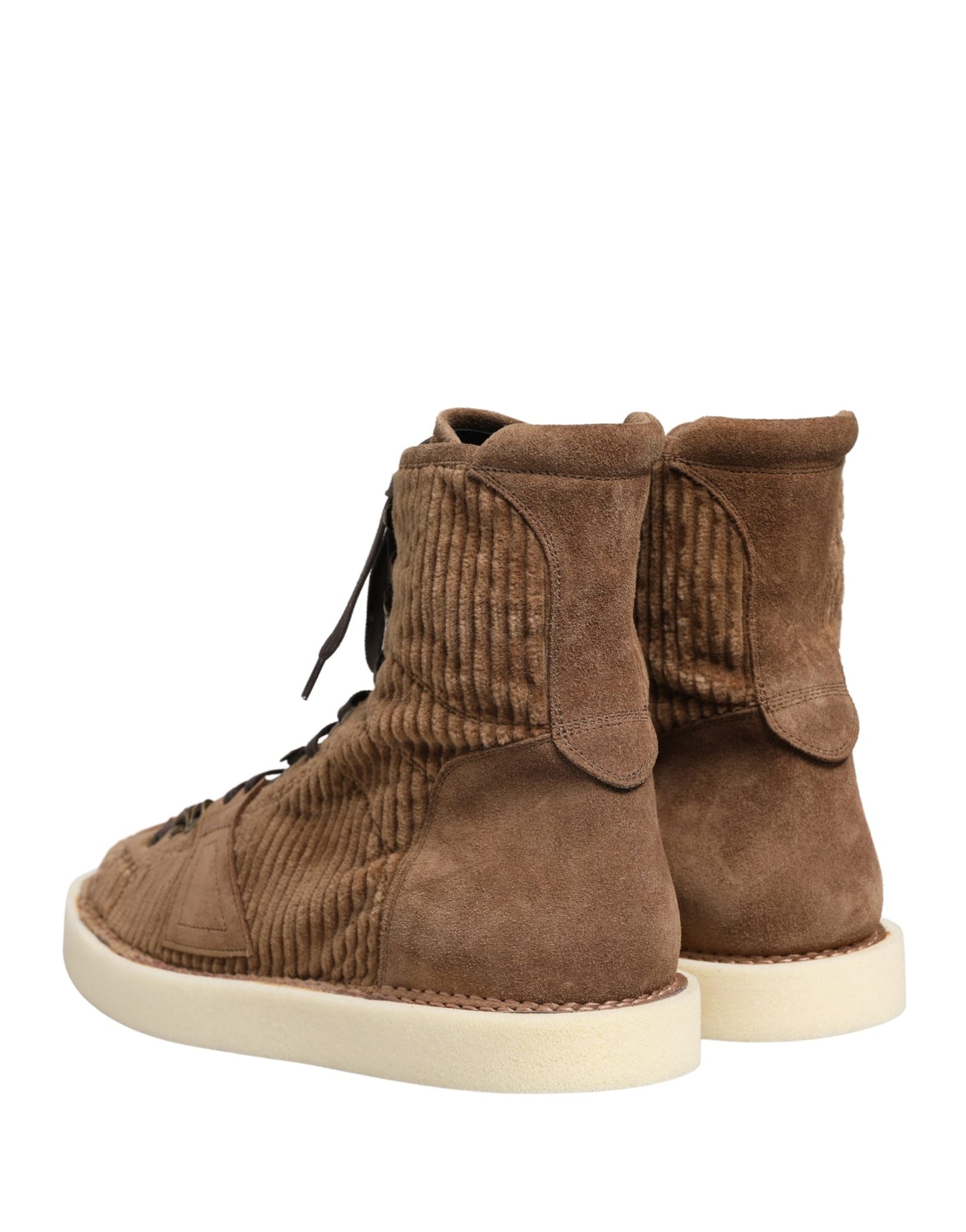 Dolce & Gabbana Brown Corduroy High Top Oxford Boots