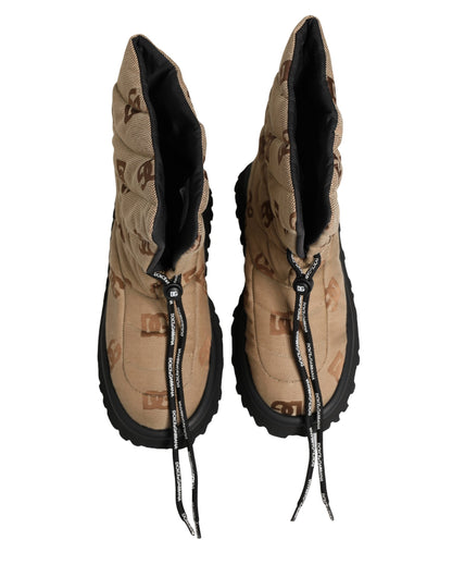 Bottes de Neige Montantes Dolce & Gabbana Marron à Imprimé Logo