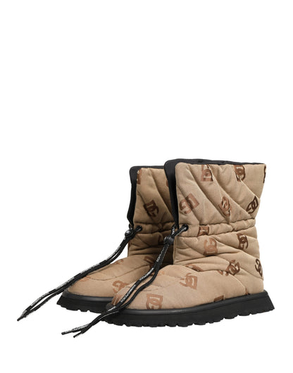Bottes de Neige Montantes Dolce & Gabbana Marron à Imprimé Logo