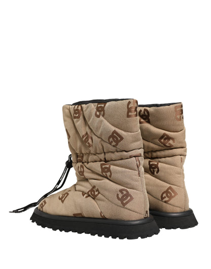 Bottes de Neige Montantes Dolce & Gabbana Marron à Imprimé Logo