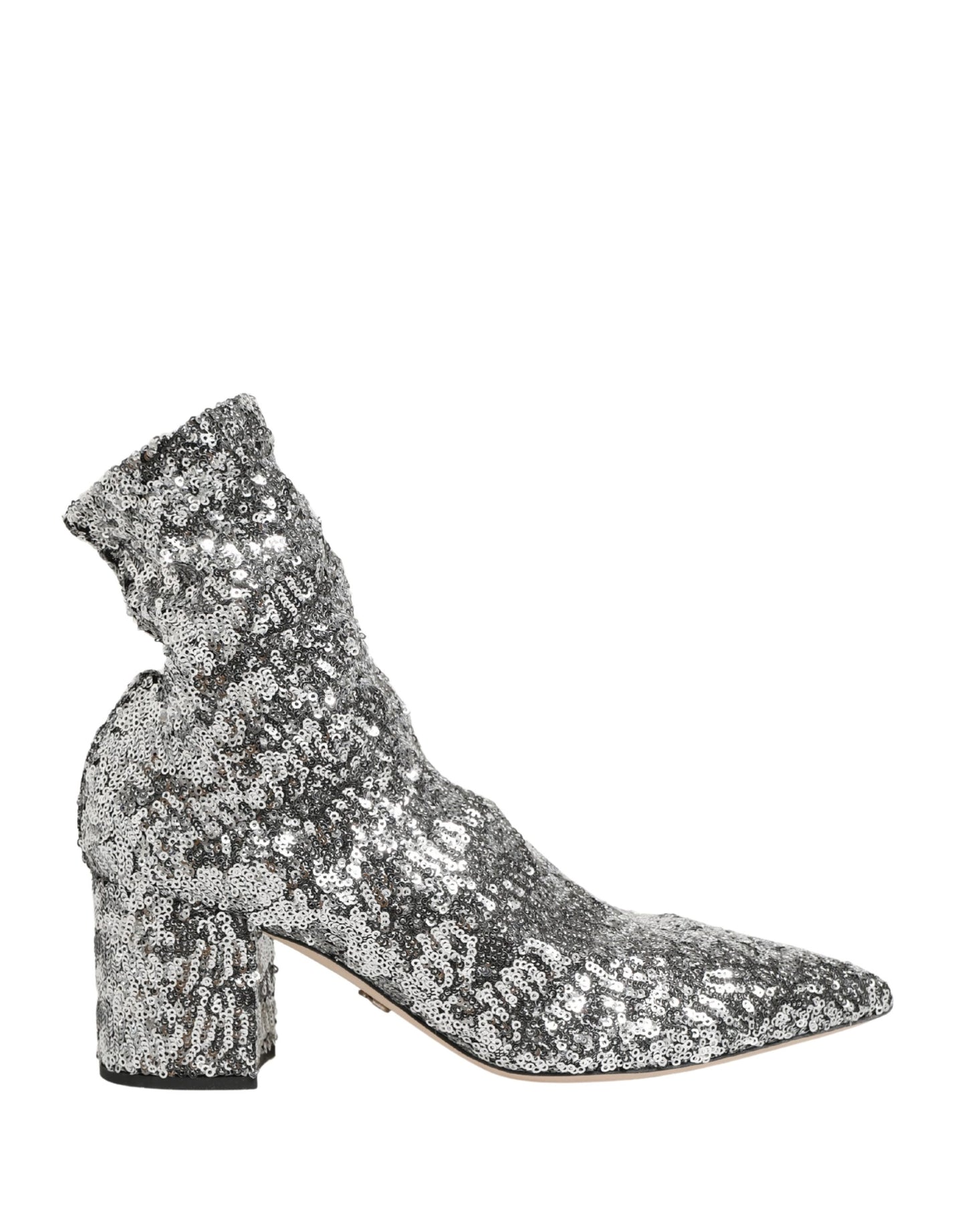 Botines cortos Dolce & Gabbana de lentejuelas plateadas elásticas