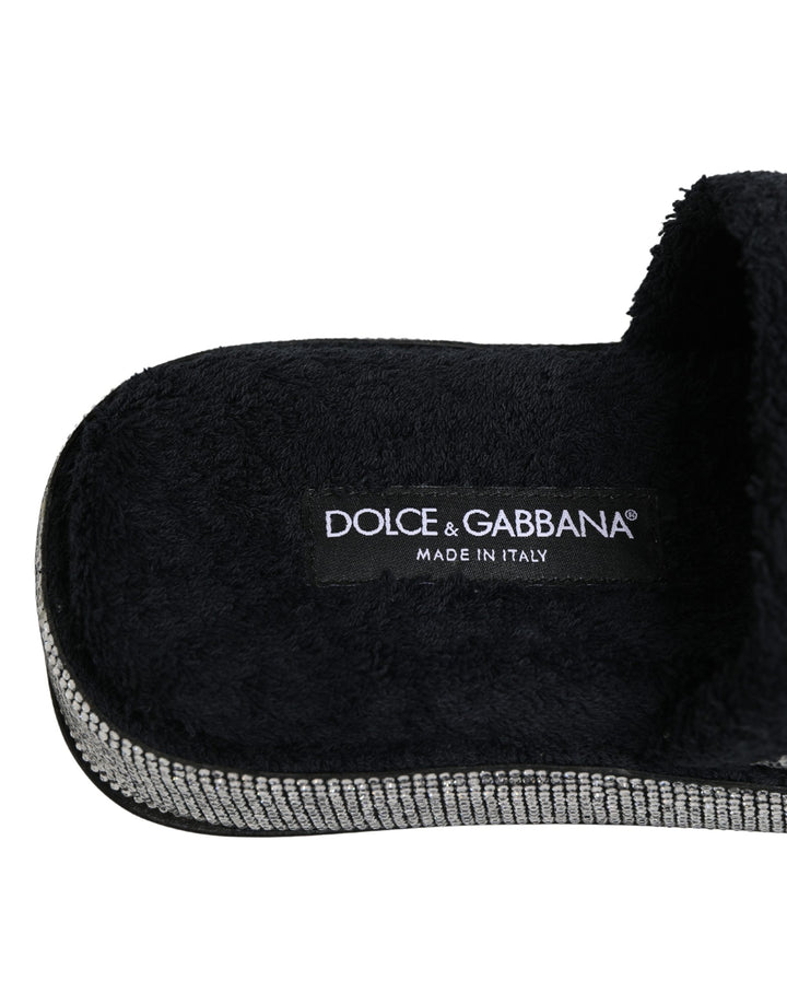 Mules compensées Dolce & Gabbana noires ornées de cristaux