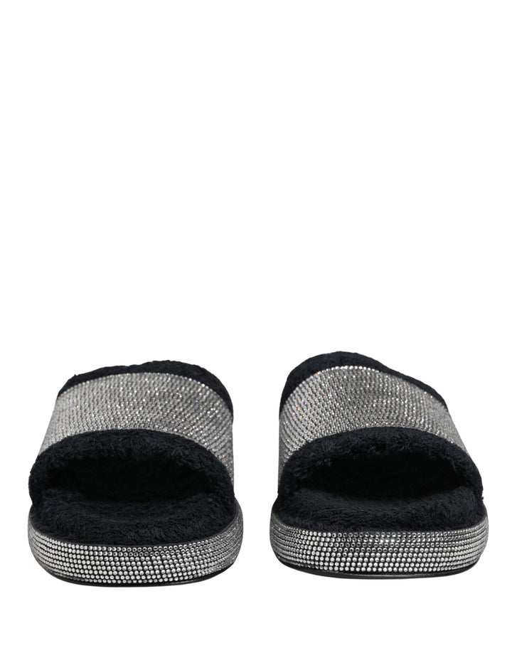 Mules compensées Dolce & Gabbana noires ornées de cristaux