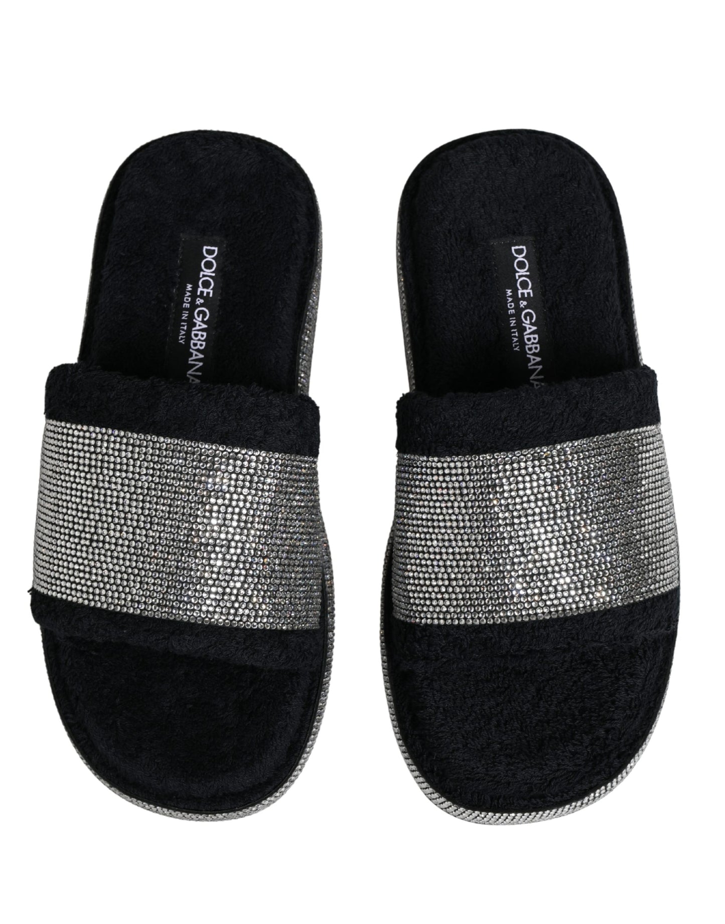 Mules compensées Dolce & Gabbana noires ornées de cristaux