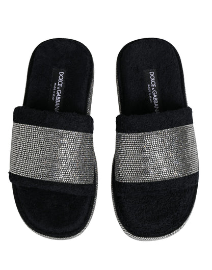 Mules compensées Dolce & Gabbana noires ornées de cristaux