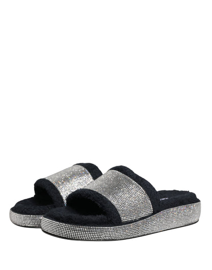 Mules compensées Dolce & Gabbana noires ornées de cristaux