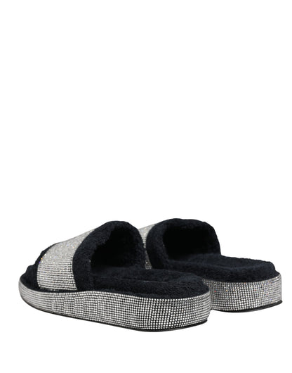 Mules compensées Dolce & Gabbana noires ornées de cristaux