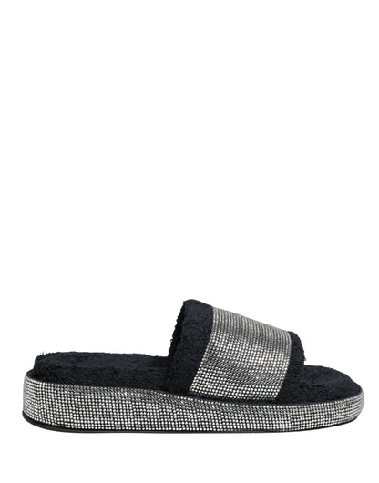 Mules compensées Dolce & Gabbana noires ornées de cristaux