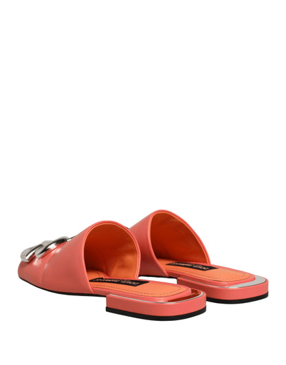 Sandales plates en cuir orange avec logo DG Dolce & Gabbana