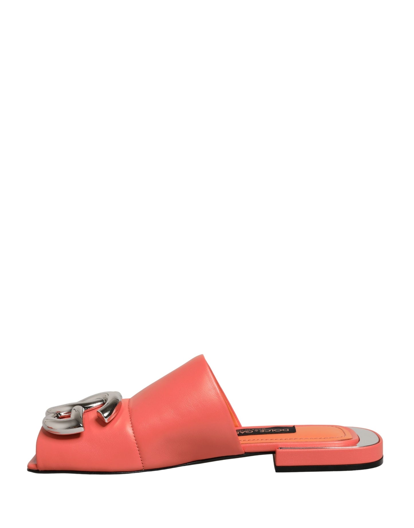 Sandales plates en cuir orange avec logo DG Dolce & Gabbana