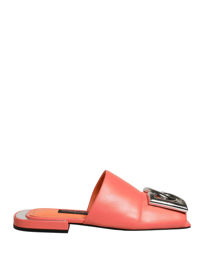 Sandales plates en cuir orange avec logo DG Dolce & Gabbana