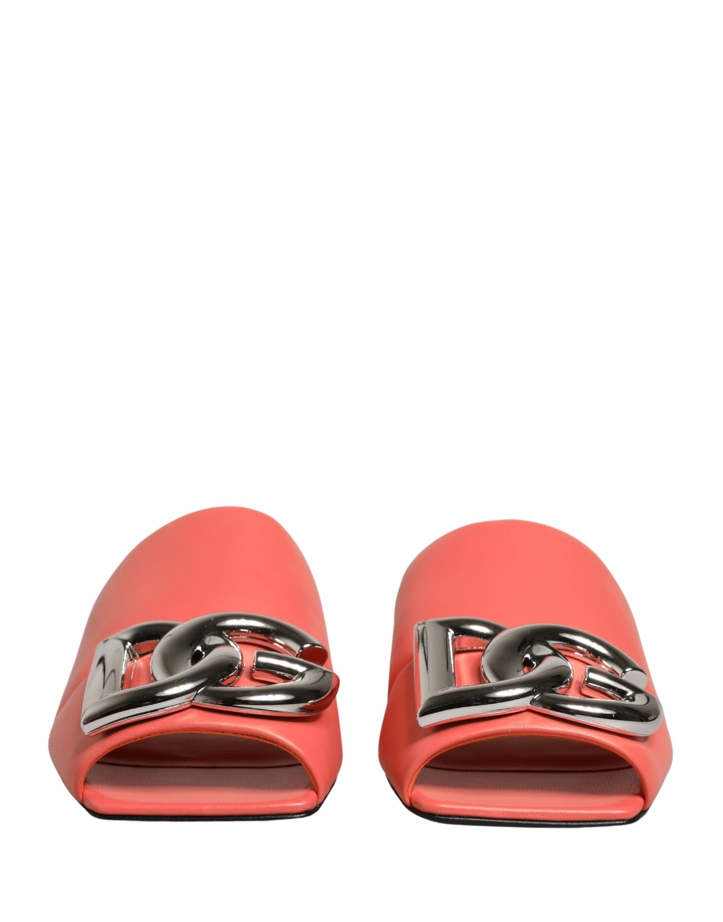 Sandales plates en cuir orange avec logo DG Dolce & Gabbana