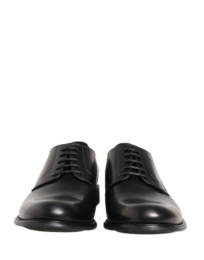 Dolce & Gabbana Black Calfskin Leather Derby Men Dress Shoes