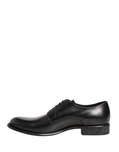 Dolce & Gabbana Black Calfskin Leather Derby Men Dress Shoes