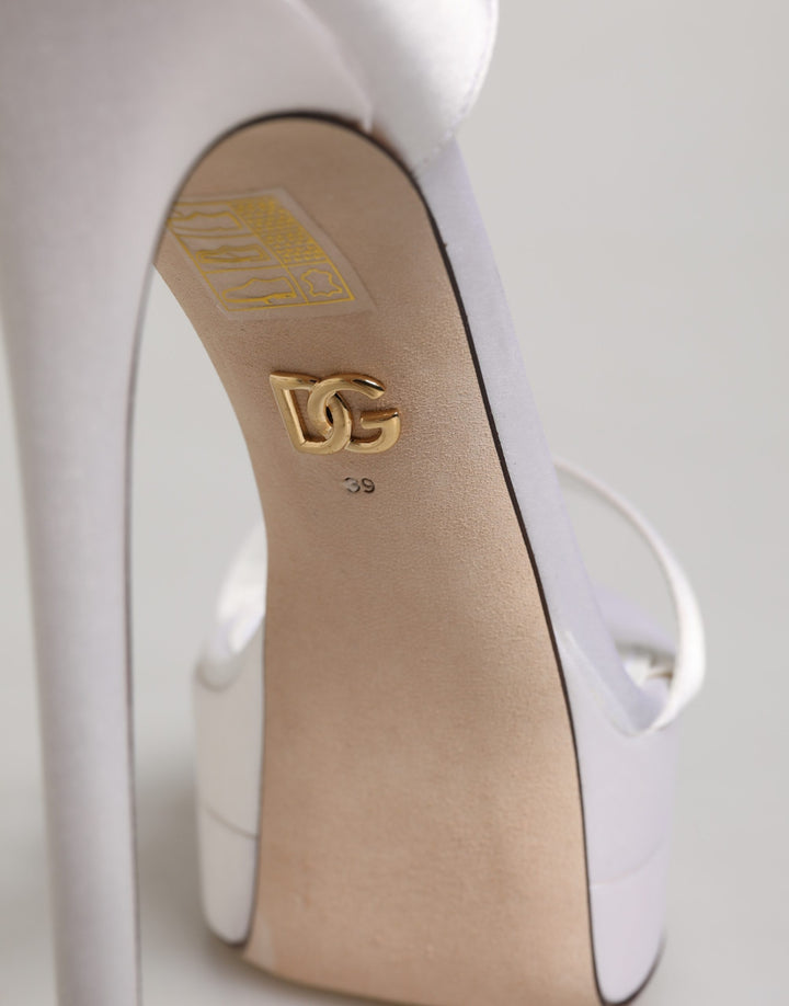 Sandales Dolce & Gabbana blanches à plateforme et bride cheville