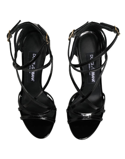 Zapatos de tacón de aguja de cuero negro Dolce & Gabbana