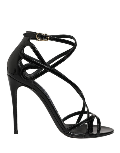 Zapatos de tacón de aguja de cuero negro Dolce & Gabbana