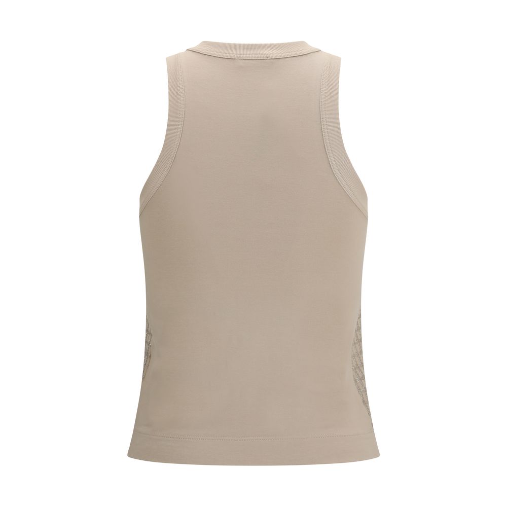 Camiseta sin mangas Brunello Cucinelli de algodón beige