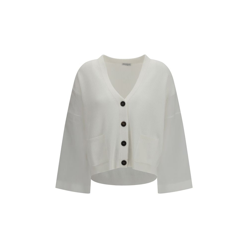 Cárdigan de algodón blanco Brunello Cucinelli