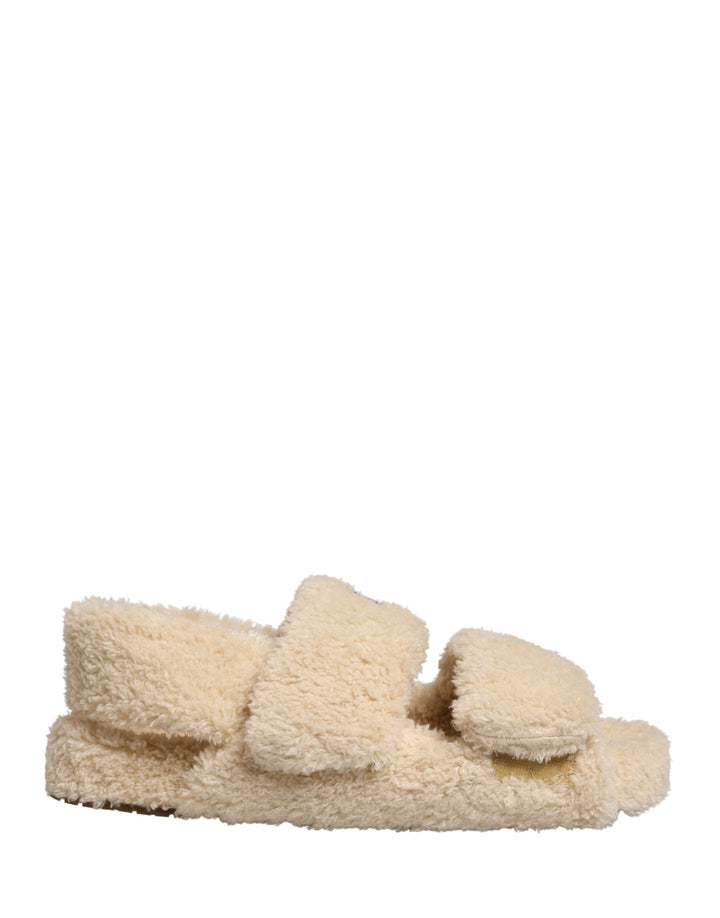 Dolce & Gabbana Claquettes Beige Fausse Fourrure Homme Sandales