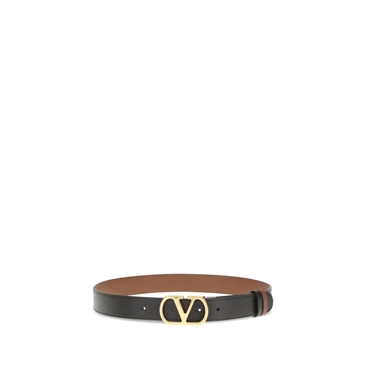 Valentino Garavani Black Calf Leather Bos Taurus Regular Belt