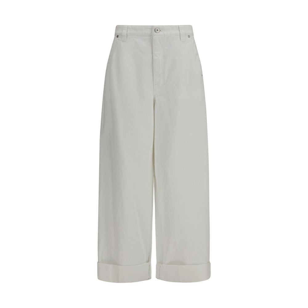 Pantalon décontracté en coton blanc Brunello Cucinelli