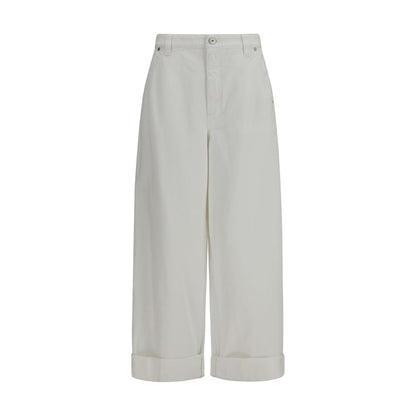 Pantalon décontracté en coton blanc Brunello Cucinelli
