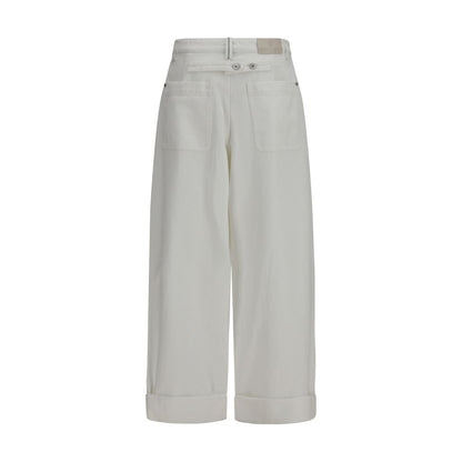 Pantalon décontracté en coton blanc Brunello Cucinelli