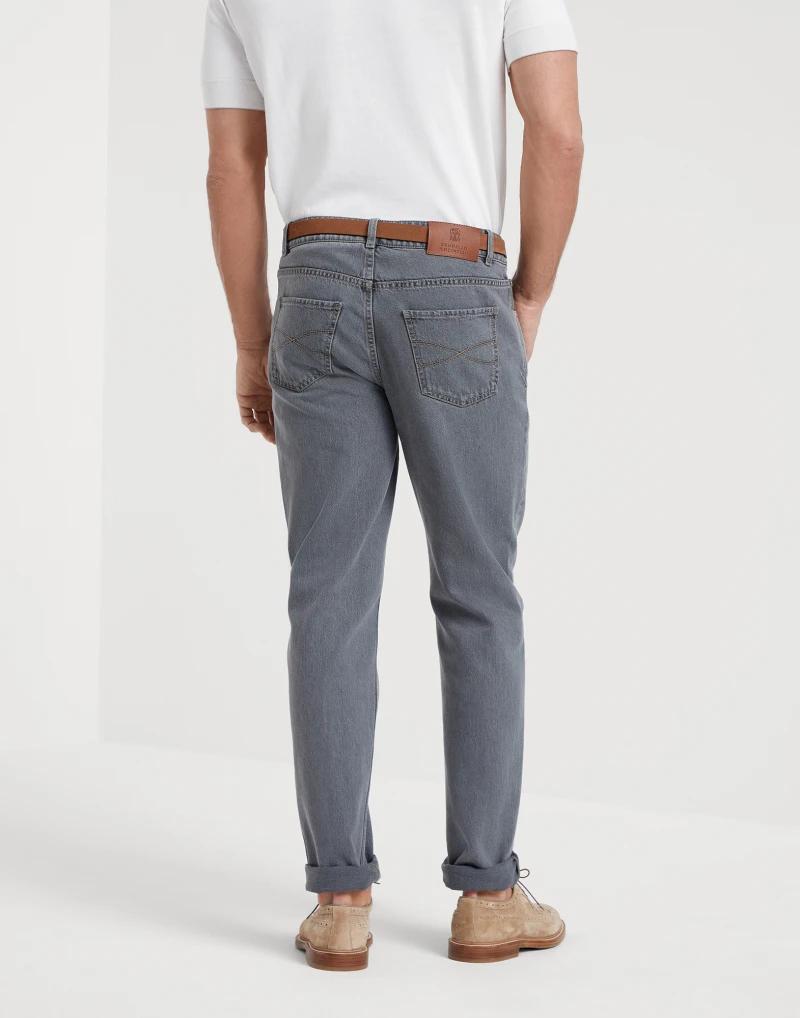 Brunello Cucinelli Light Blue Cotton Straight-Leg Jeans