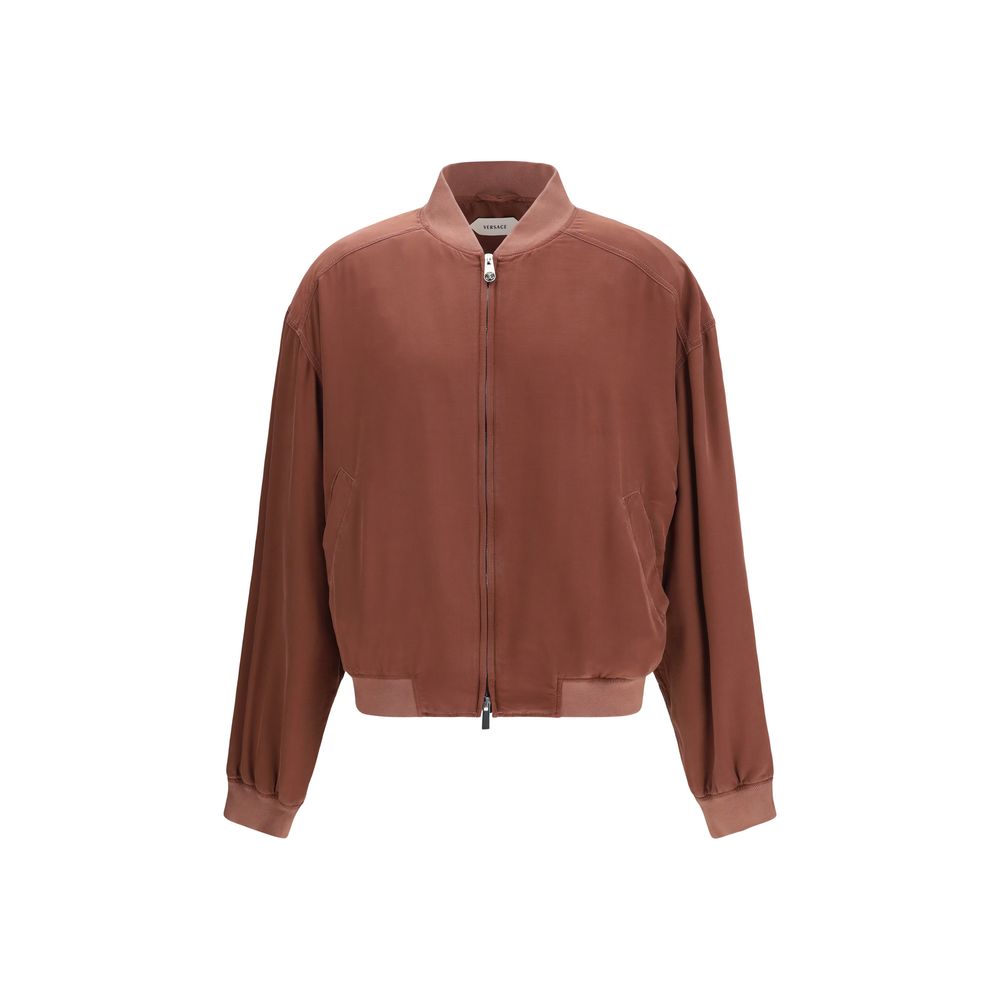 Blouson aviateur en soie Versace Bordeaux