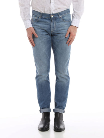 Brunello Cucinelli Blue Cotton Straight-Leg Jeans