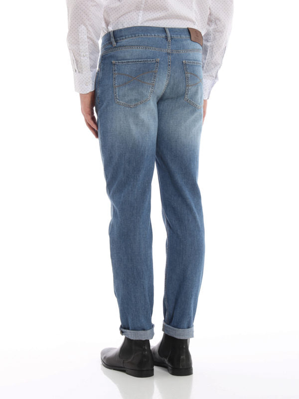 Brunello Cucinelli Blue Cotton Straight-Leg Jeans