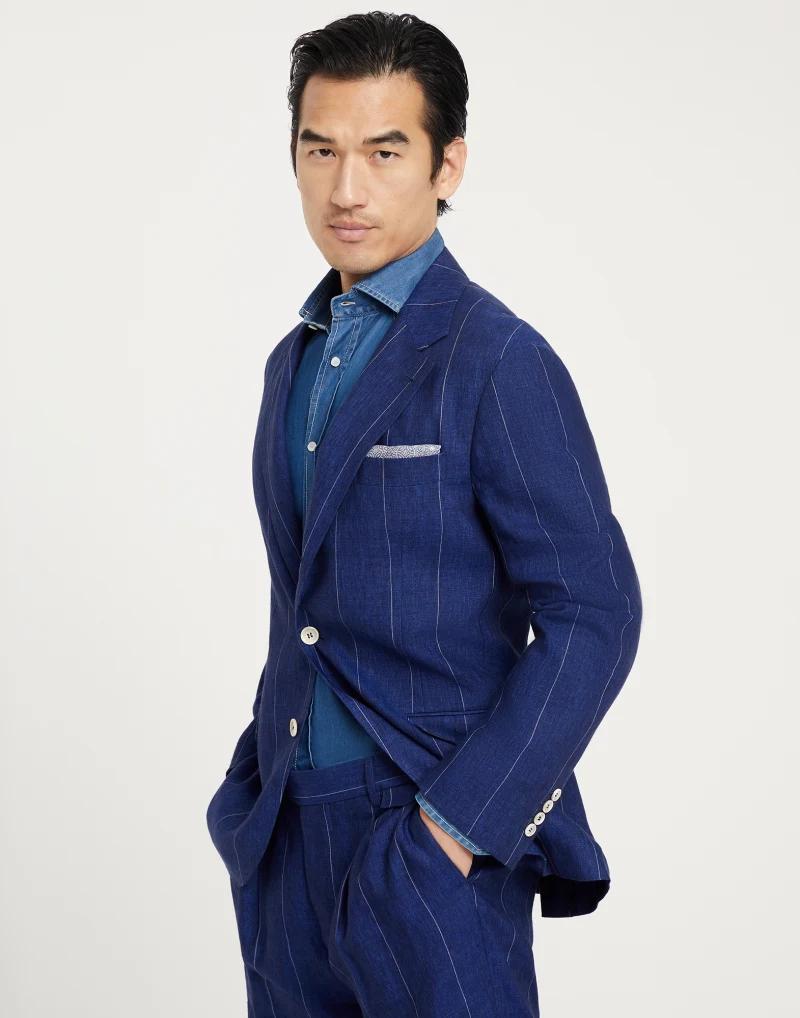 Brunello Cucinelli Blue Linen Blazer